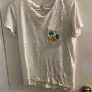 J. Crew white t-shirt with pineapples on the pocket